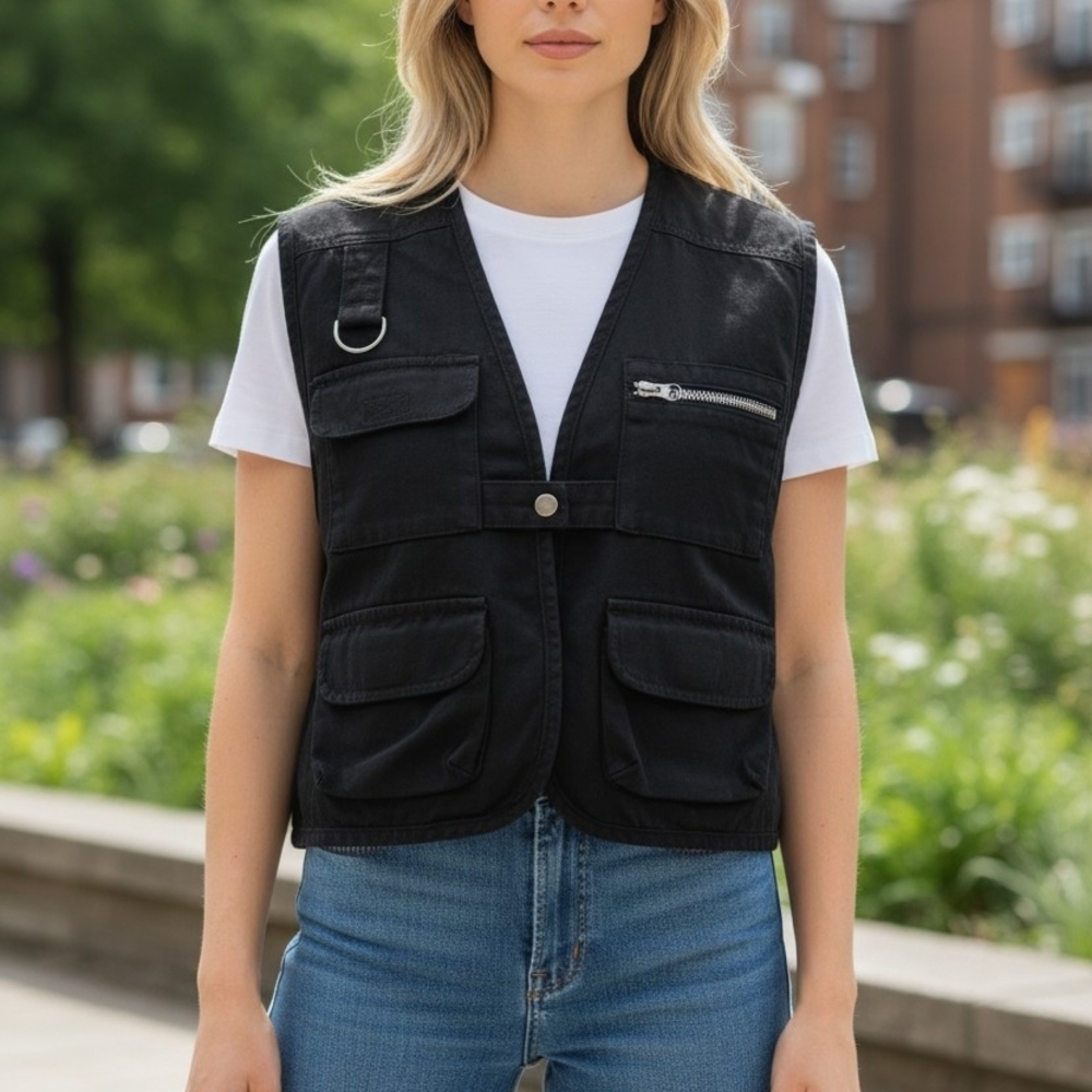 Topshop Black Utility Vest for Women